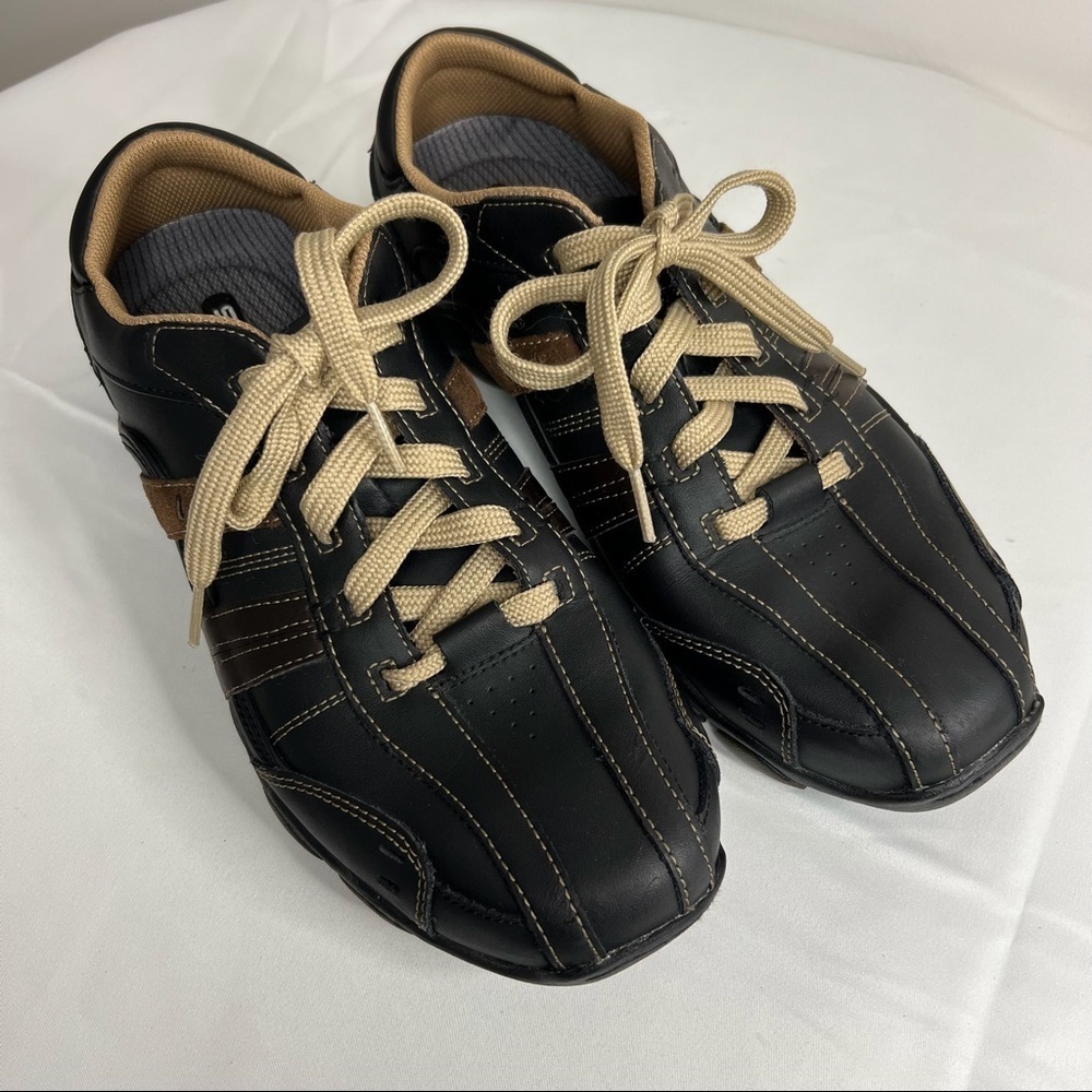 Skechers Black and Tan Lace-Up Sneakers